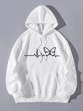 White Hoodie heartbeat butterfly